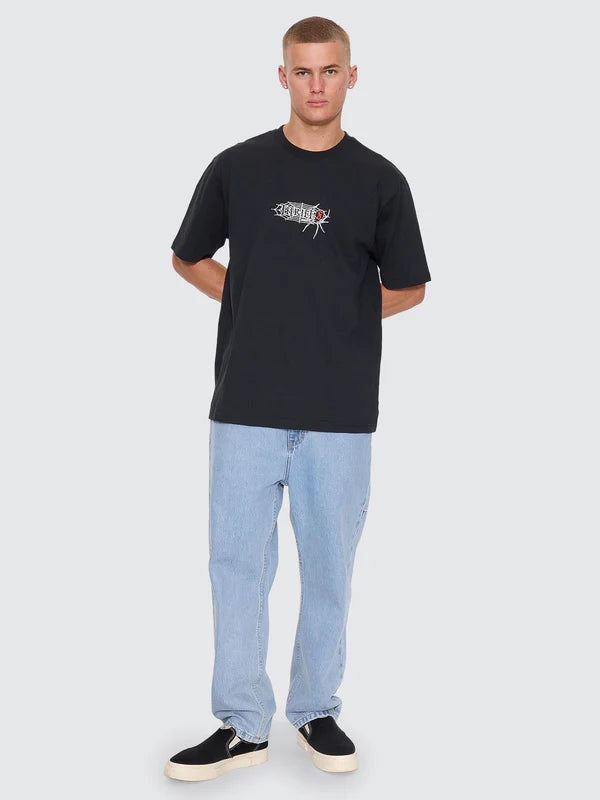Thrills Web Of Deceit Oversize Fit Tee | Washed Black