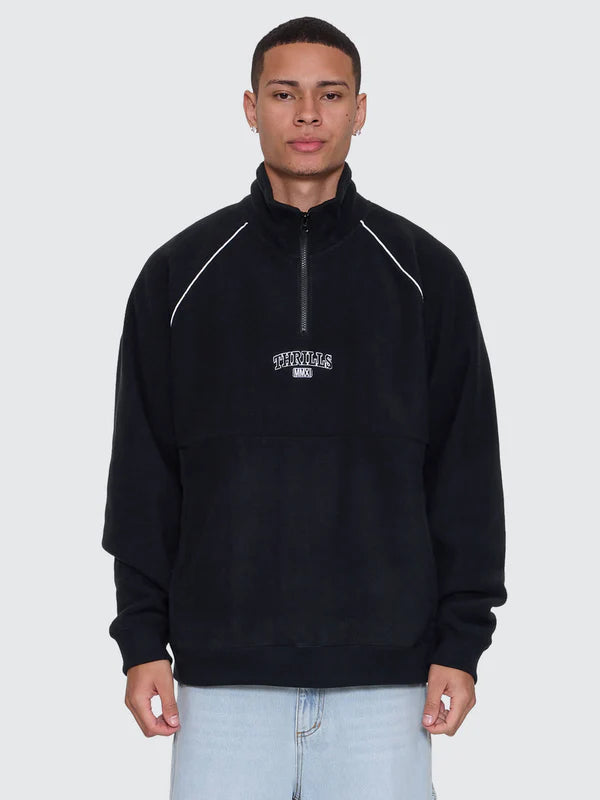 Thrills Thrill Of Victory Raglan Quarter Zip Polar Fleece | Faded Black