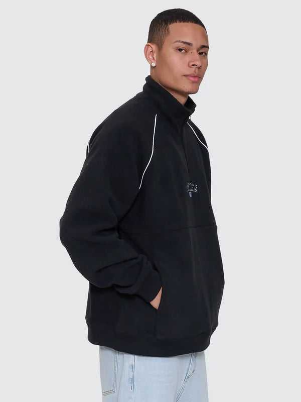 Thrills Thrill Of Victory Raglan Quarter Zip Polar Fleece | Faded Black