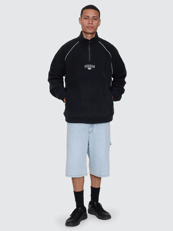 Thrills Thrill Of Victory Raglan Quarter Zip Polar Fleece | Faded Black
