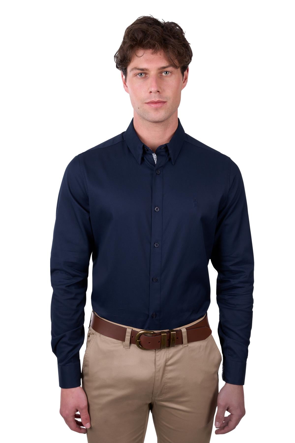 THOMAS COOK CALLUM TAILORED LS SHIRT NAVY