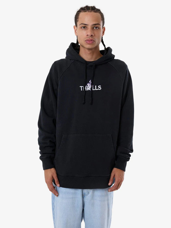 THRILLS IN BLOOM RAGLAN PULL ON HOOD TWILIGHT BLACK