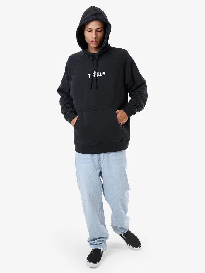 THRILLS IN BLOOM RAGLAN PULL ON HOOD TWILIGHT BLACK