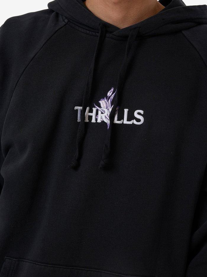 THRILLS IN BLOOM RAGLAN PULL ON HOOD TWILIGHT BLACK