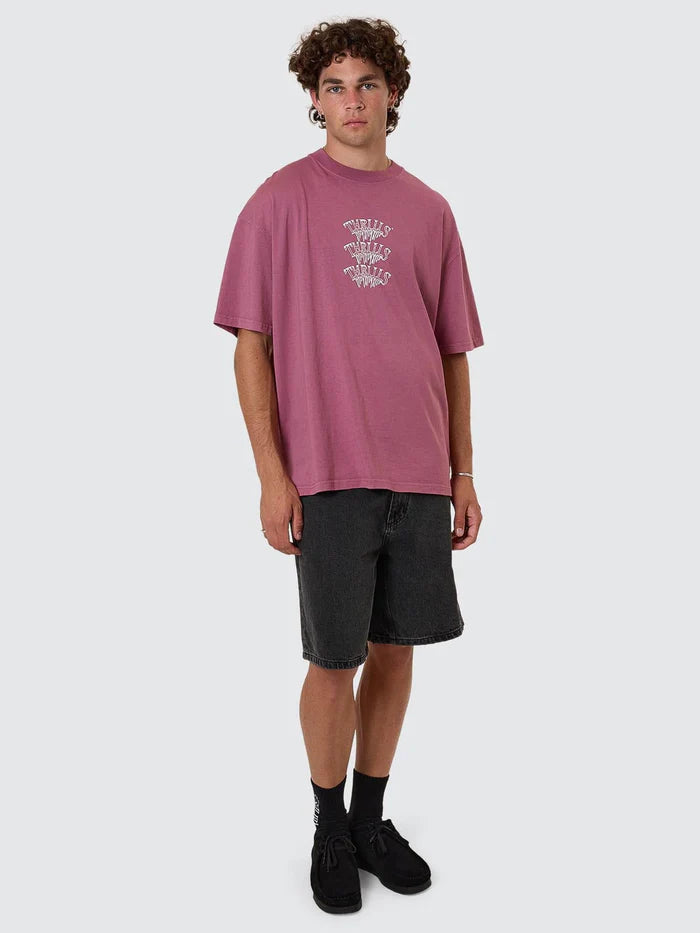 THRILLS REALITY DREAMS BOX FIT OVERSIZE TEE DELTA BERRY