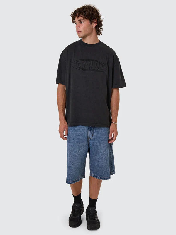 THRILLS SHADOWLESS EMBRO OVERSIZE BOX FIT TEE PIRATE BLACK