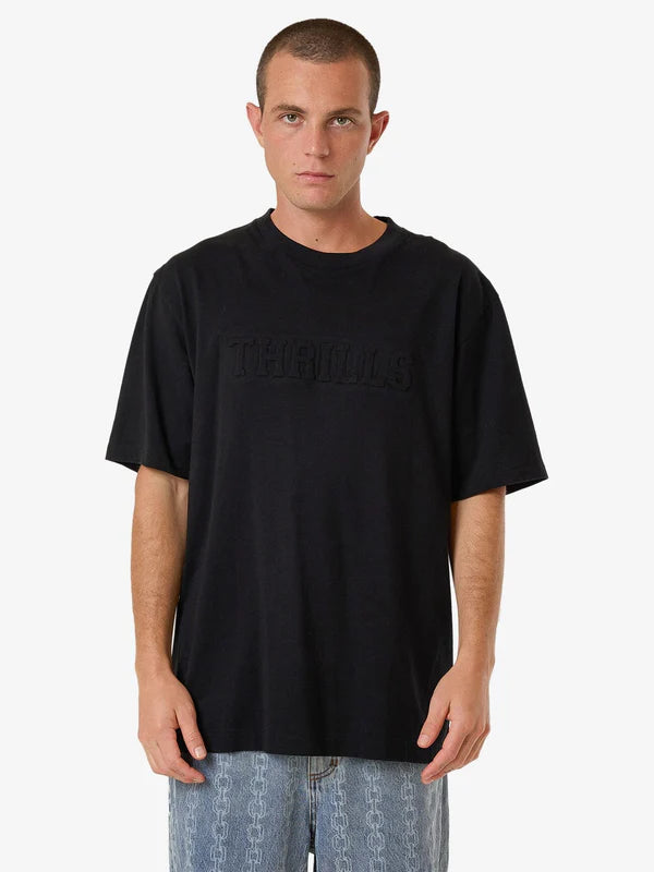 THRILLS ROOSEVELT EMBOSS OVERSIZE FIT TEE BLACK