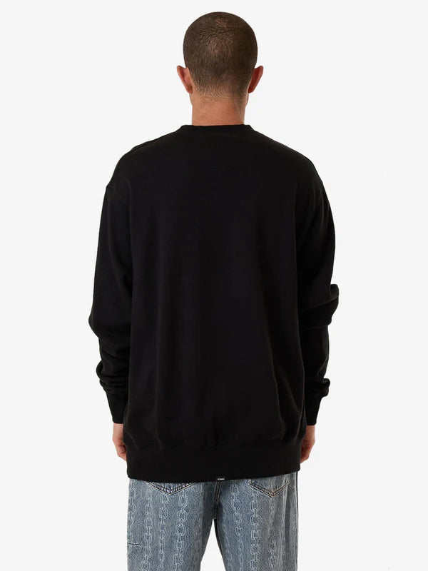 THRILLS ROOSEVELT EMBOSS OVERSIZE CREW FLEECE BLACK