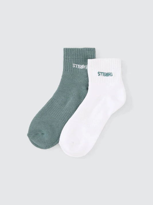 Thrills Minimal Thrills 2 Pack Sock Green Coast/White