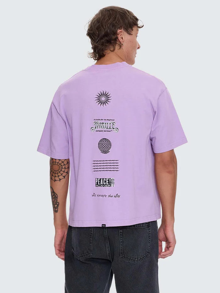 Thrills Peace Power Embro Box Fit Oversize Cropped Tee Lupine