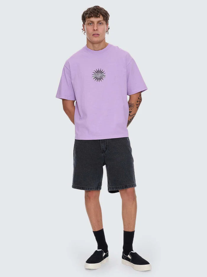 Thrills Peace Power Embro Box Fit Oversize Cropped Tee Lupine