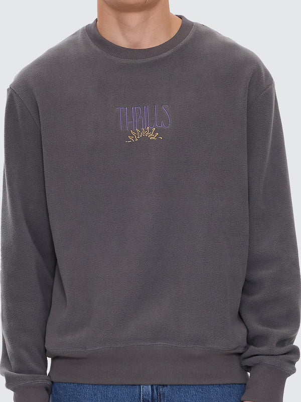 THRILLS POWERFUL SECURITY & SUCCESS OVERSIZE POLAR FLEECE CREW MERCH BLACK