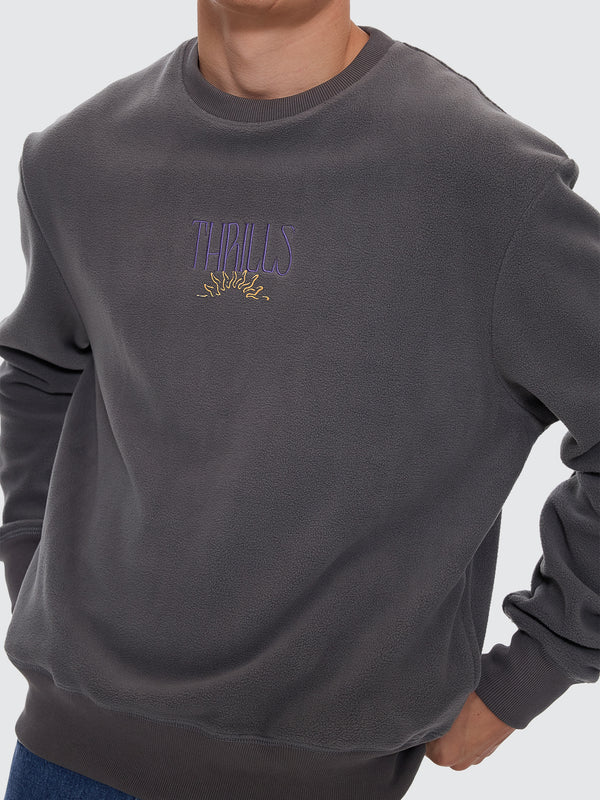 THRILLS POWERFUL SECURITY & SUCCESS OVERSIZE POLAR FLEECE CREW MERCH BLACK