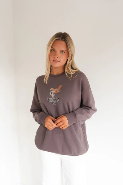 Thrills Take It Easy Slouch Crew | Clay Smoke