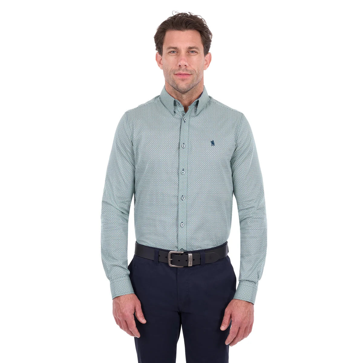 Thomas Cook Mens Arthur Tailored Long Sleeve Shirt | Sage/Navy
