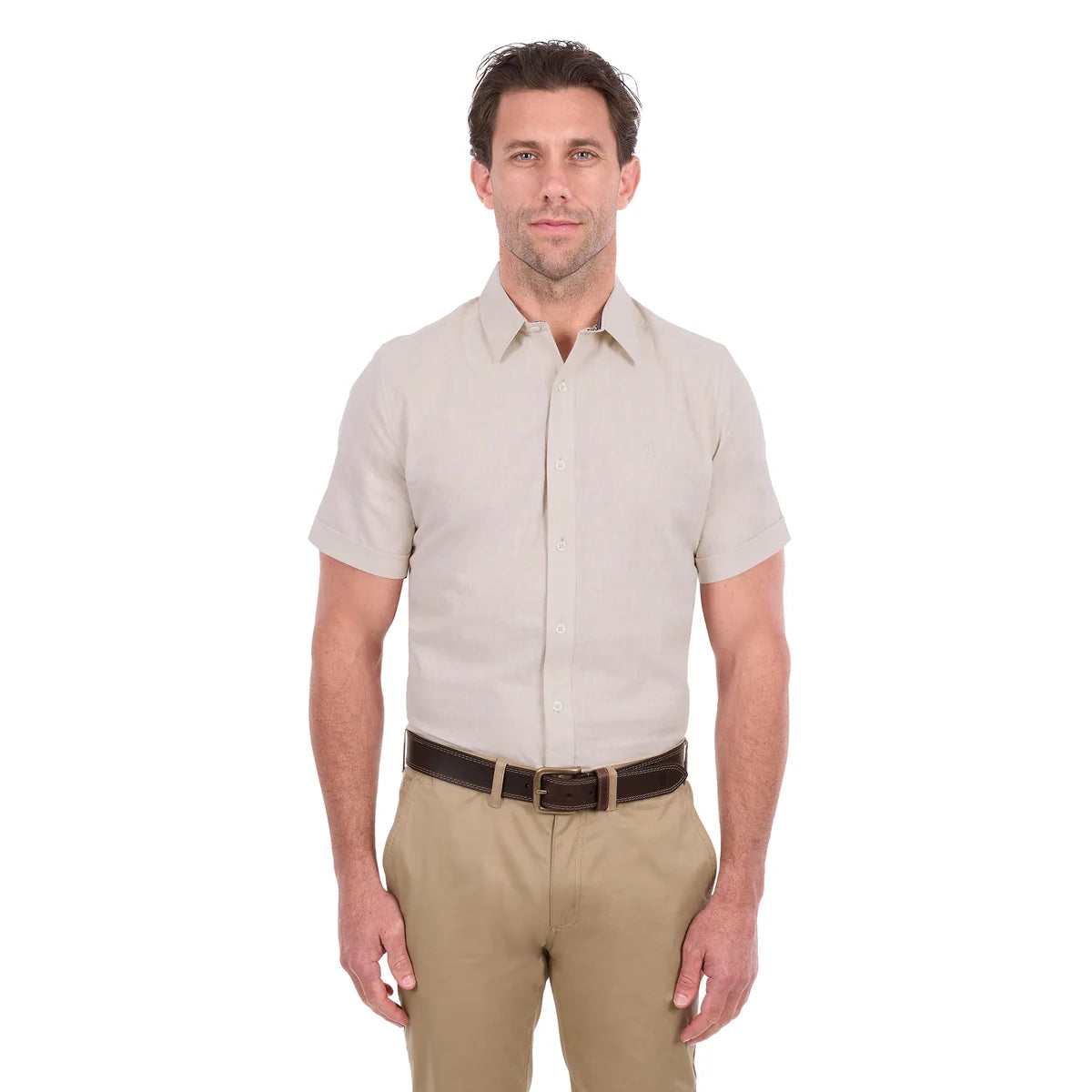 Thomas Cook Mens TC Linen Short Sleeve Shirt | Natural Marle