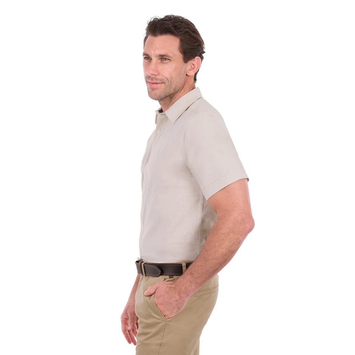 Thomas Cook Mens TC Linen Short Sleeve Shirt | Natural Marle