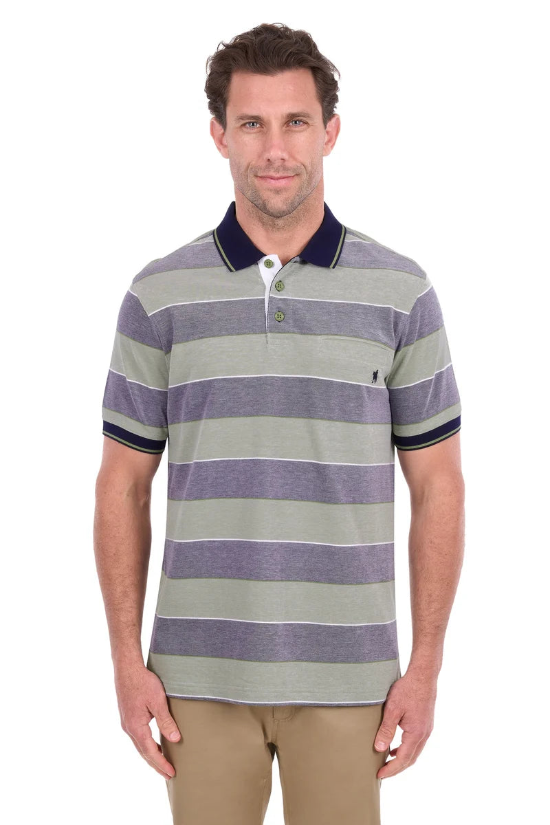 Thomas Cook Mens Billy 1Pkt Short Sleeve Polo | Green/Charcoal