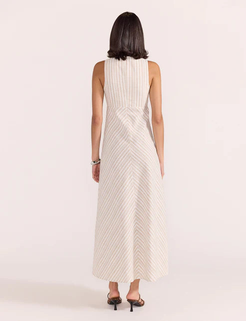 STAPLE THE LABEL EDRA BIAS MIDI DRESS WHITE/BEIGE