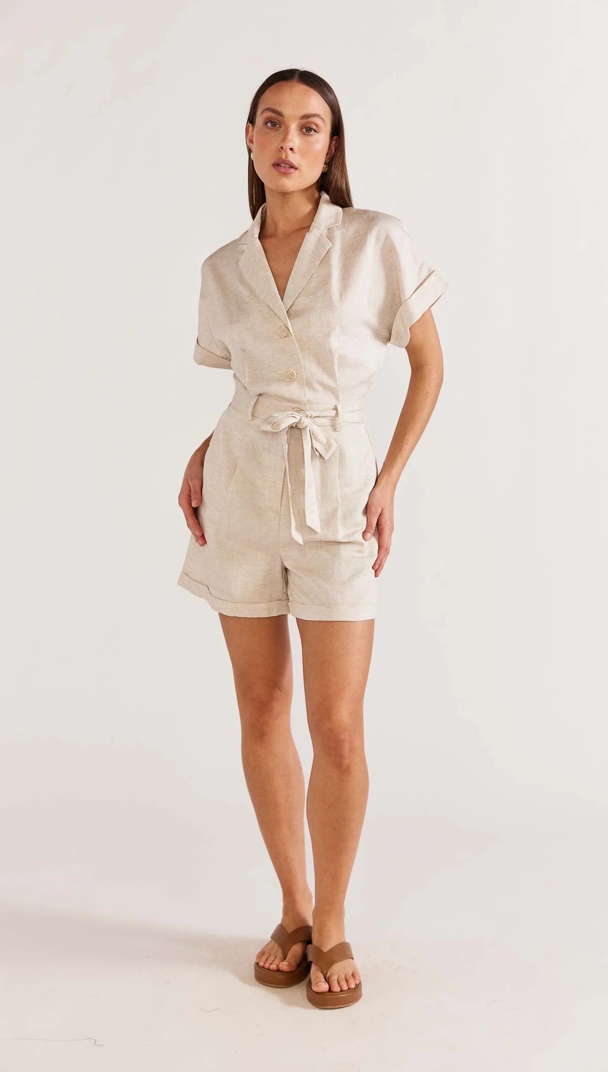 STAPLE THE LABEL VANCE PLAYSUIT NATURAL MARLE