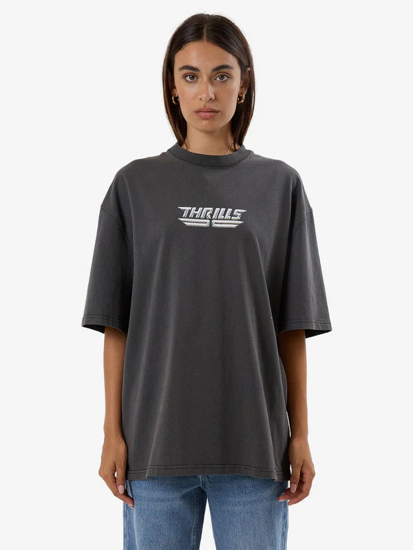 THRILLS HIGH SHINE OVERSIZED TEE MERCH BLACK