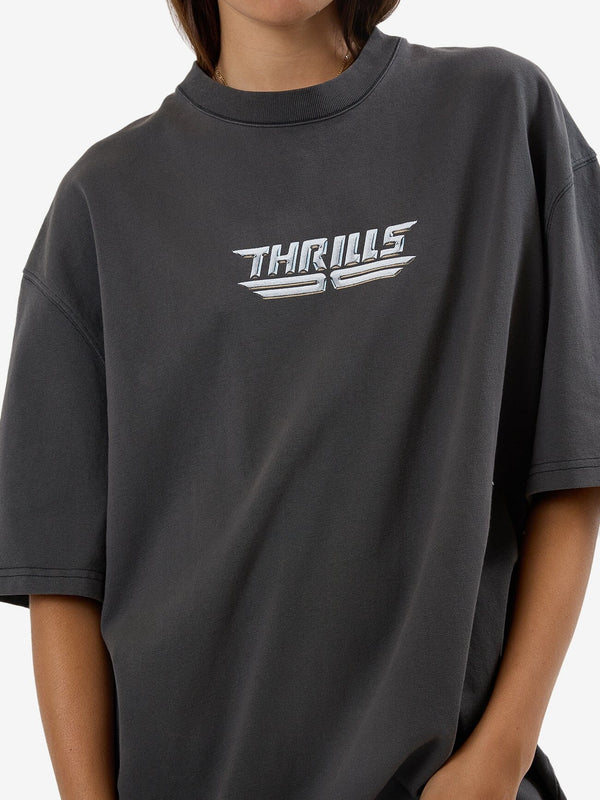 THRILLS HIGH SHINE OVERSIZED TEE MERCH BLACK