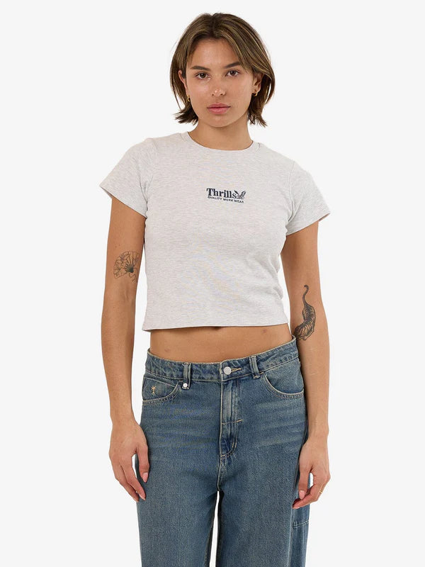 THRILLS WORKWEAR EMBRO MINI TEE WHITE MARLE