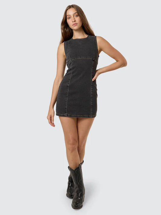 THRILLS NIGHT SHIFT MINI DRESS ASH BLACK