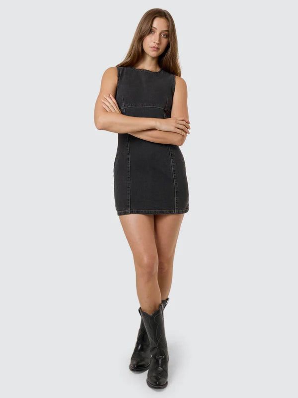 THRILLS NIGHT SHIFT MINI DRESS ASH BLACK