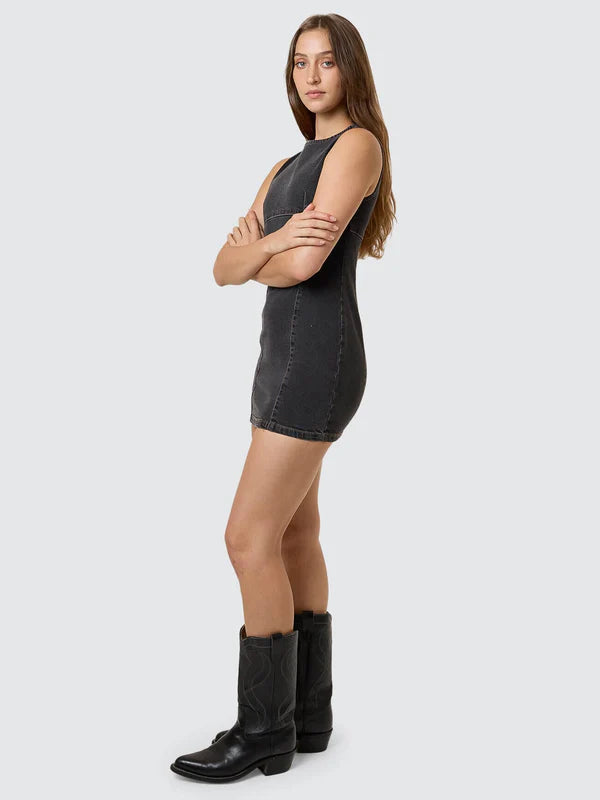THRILLS NIGHT SHIFT MINI DRESS ASH BLACK