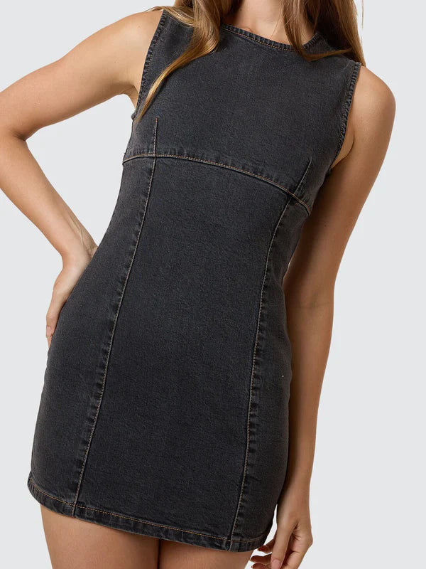 THRILLS NIGHT SHIFT MINI DRESS ASH BLACK