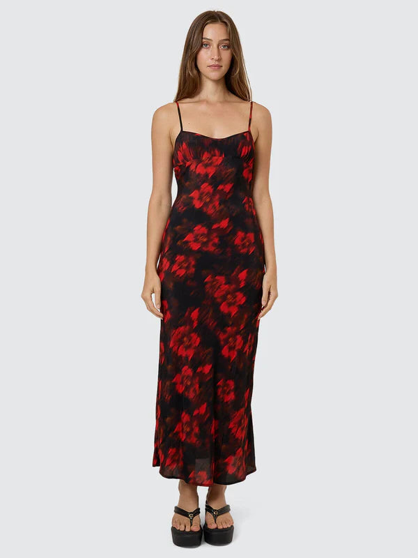 THRILLS LUCKY FOR YOU FLORAL MAXI DRESS REDWOOD