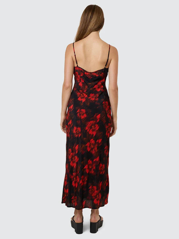 THRILLS LUCKY FOR YOU FLORAL MAXI DRESS REDWOOD