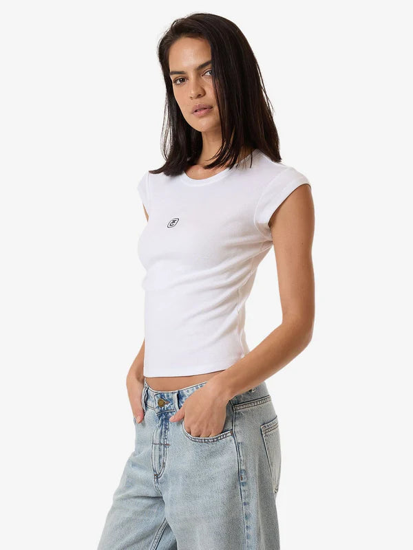 THRILLS TC FOUNDATION CAP SLEEVE TEE WHITE