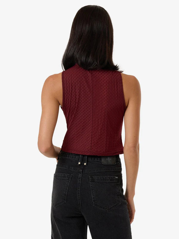 THRILLS PETRA MESH TOP DARK CHERRY