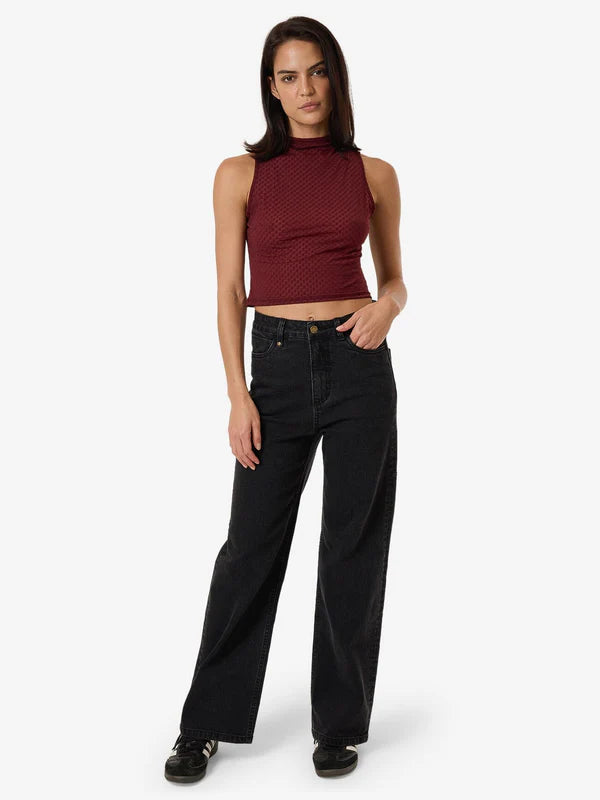 THRILLS PETRA MESH TOP DARK CHERRY