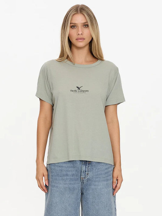 Thrills Haven For The Reckless Relaxed Tee Dirty Sage