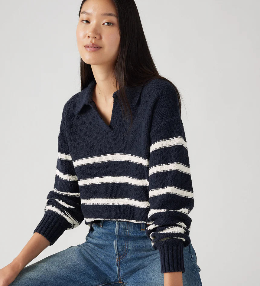 LEVIS SATELLITE POLO SWEATER MARINE STRIPE