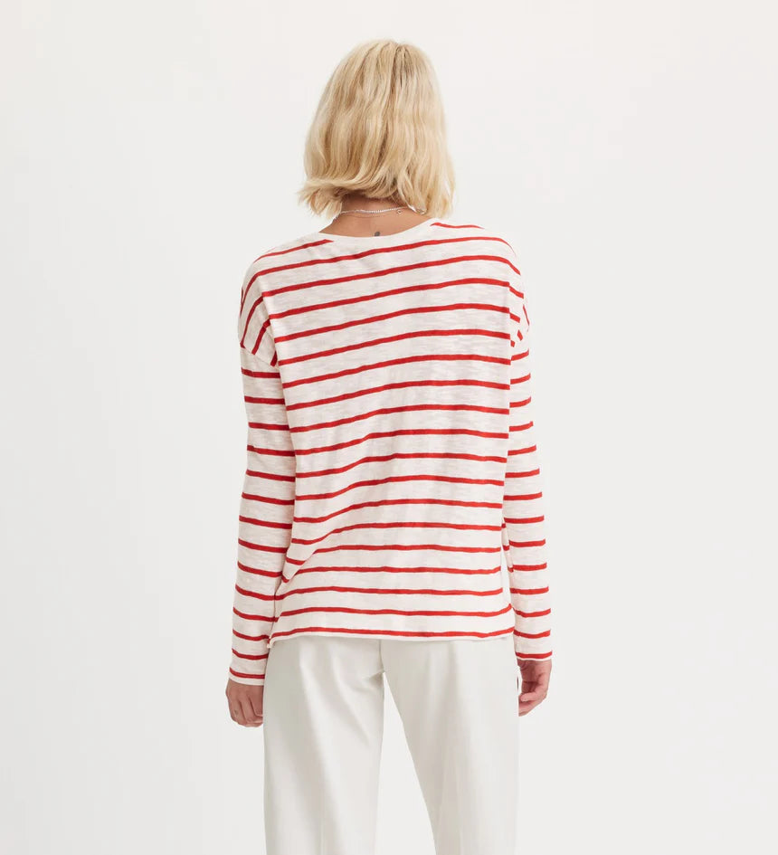 LEVIS MARGOT LONG SLEEVE T SHIRT SAINT STRIPE SCARLET