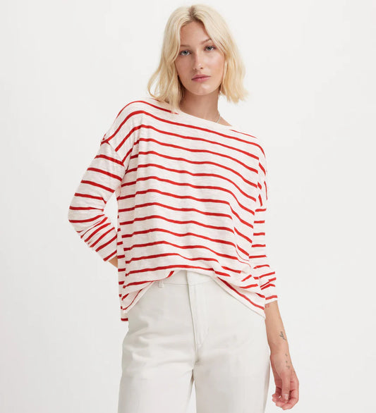 LEVIS MARGOT LONG SLEEVE T SHIRT SAINT STRIPE SCARLET