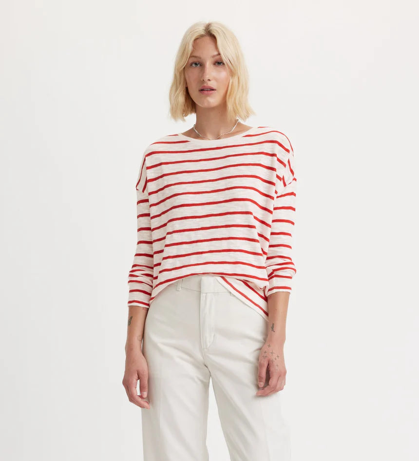 LEVIS MARGOT LONG SLEEVE T SHIRT SAINT STRIPE SCARLET