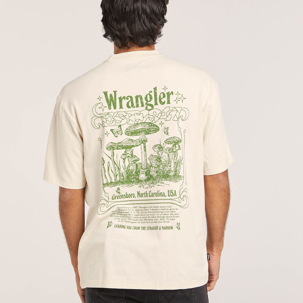 WRANGLER SHROOM FIELDS SLACKER TEE ECRU