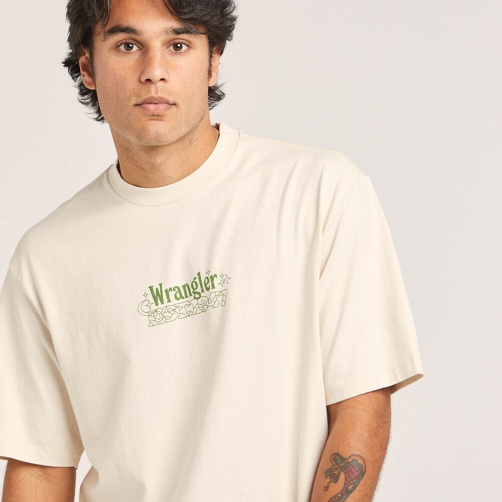 WRANGLER SHROOM FIELDS SLACKER TEE ECRU