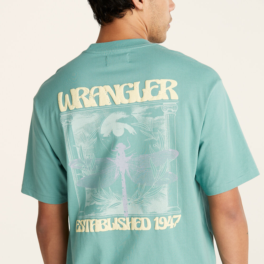 WRANGLER DRAGON FLY SLACKER TEE OVERCAST BLUE