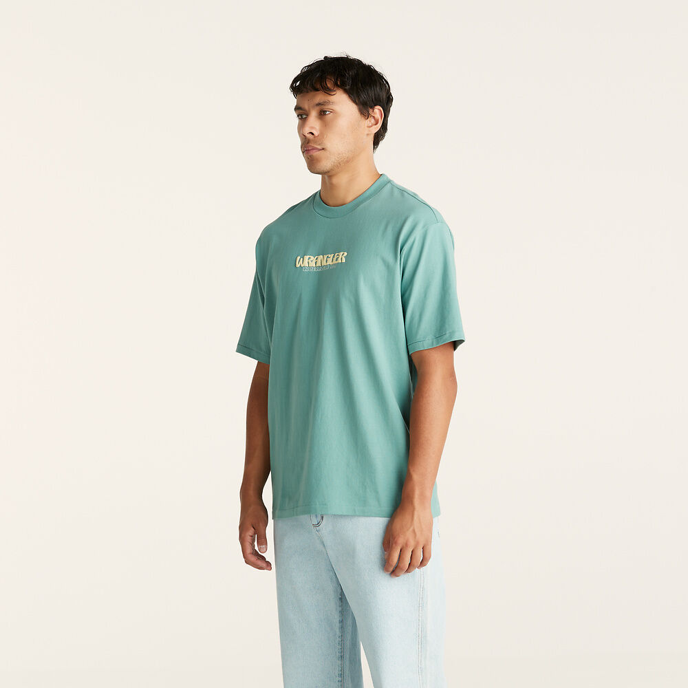 WRANGLER DRAGON FLY SLACKER TEE OVERCAST BLUE