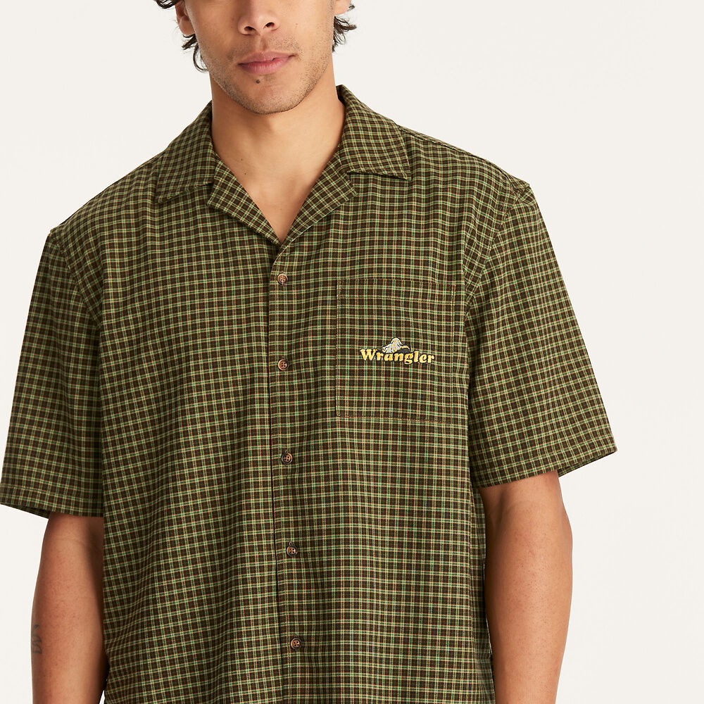 WRANGLER BOX RESORT SHIRT GREEN CHECK