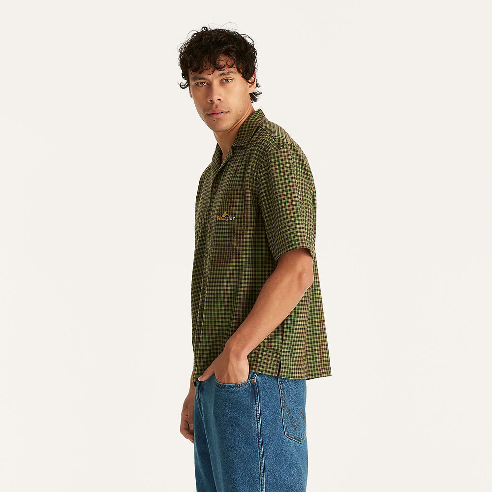 WRANGLER BOX RESORT SHIRT GREEN CHECK