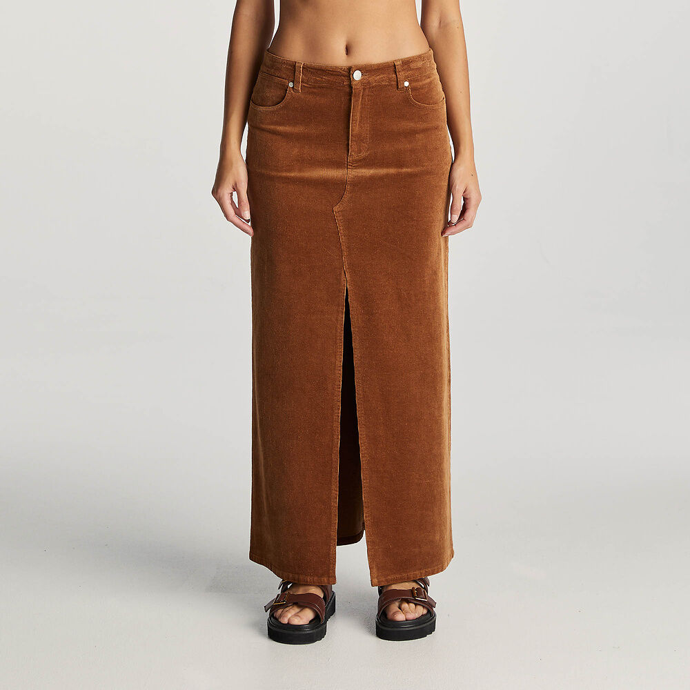 WRANGLER REPAIR MAXI SKIRT CARAMEL CORD