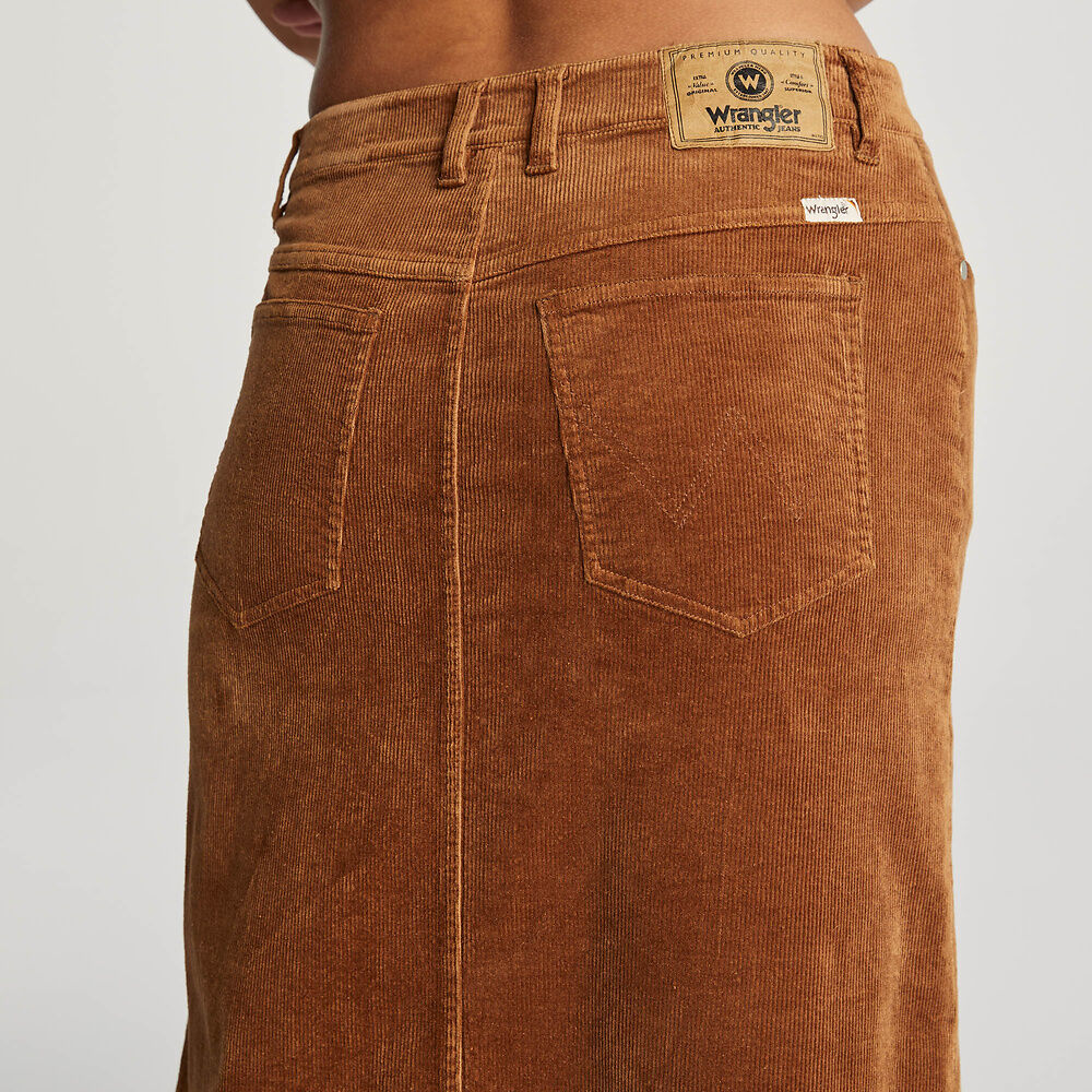 WRANGLER REPAIR MAXI SKIRT CARAMEL CORD