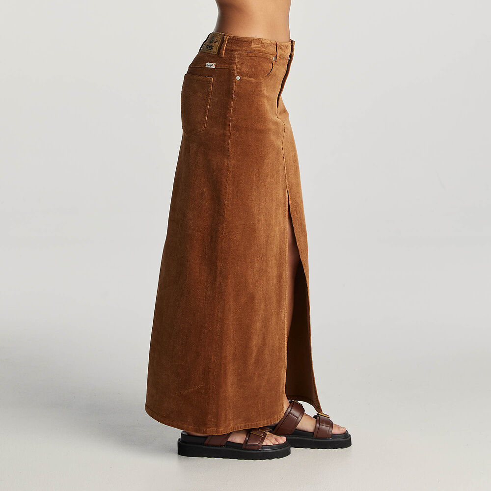 WRANGLER REPAIR MAXI SKIRT CARAMEL CORD